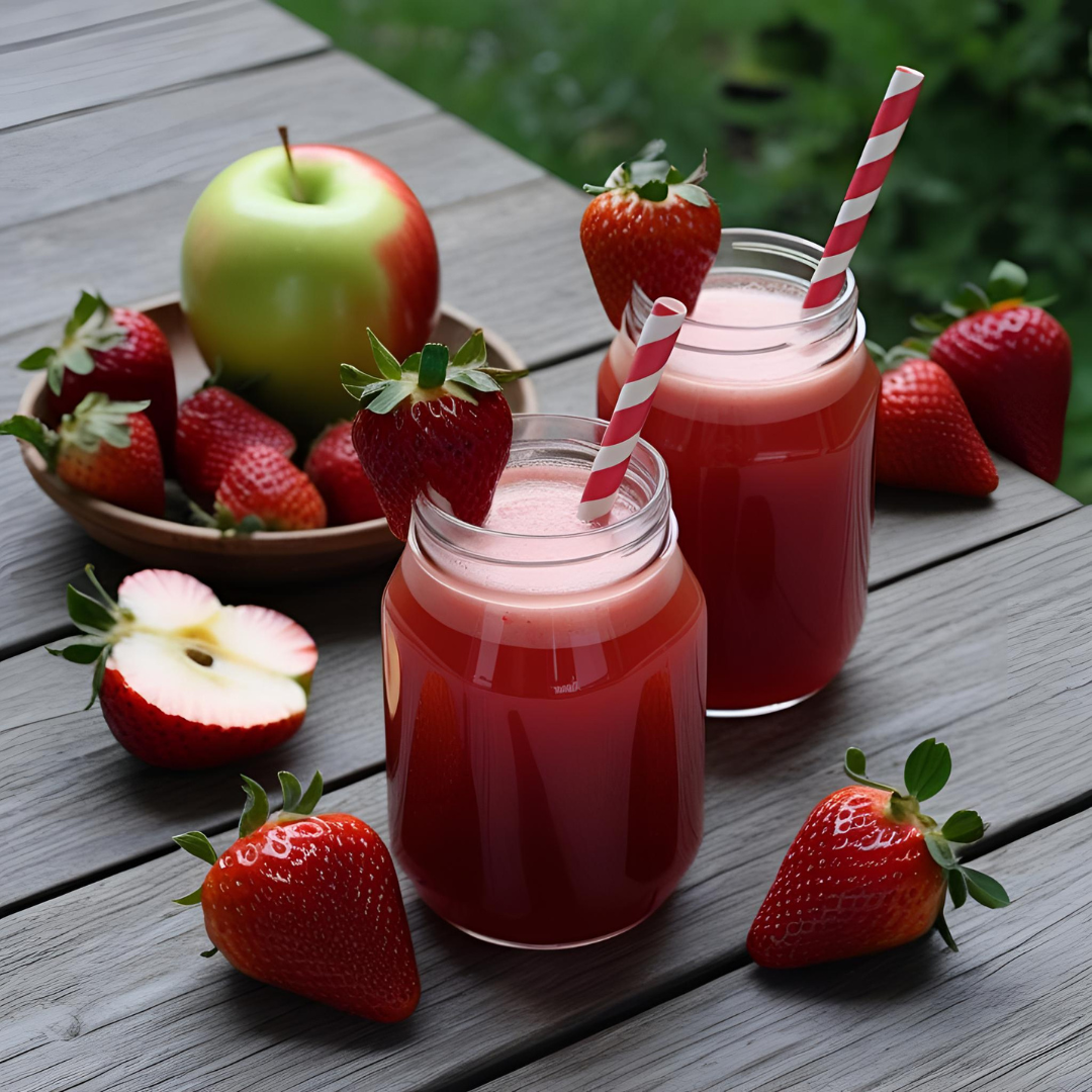 HUROM.SWISS Rhabarber-Erdbeer-Apfel-Saft Rezept. www.hurom.swiss
